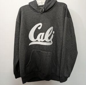 Vintage Hill Brand Gray Pullover Hooded Sweatshirt Cali Graphics Men’s 2XL